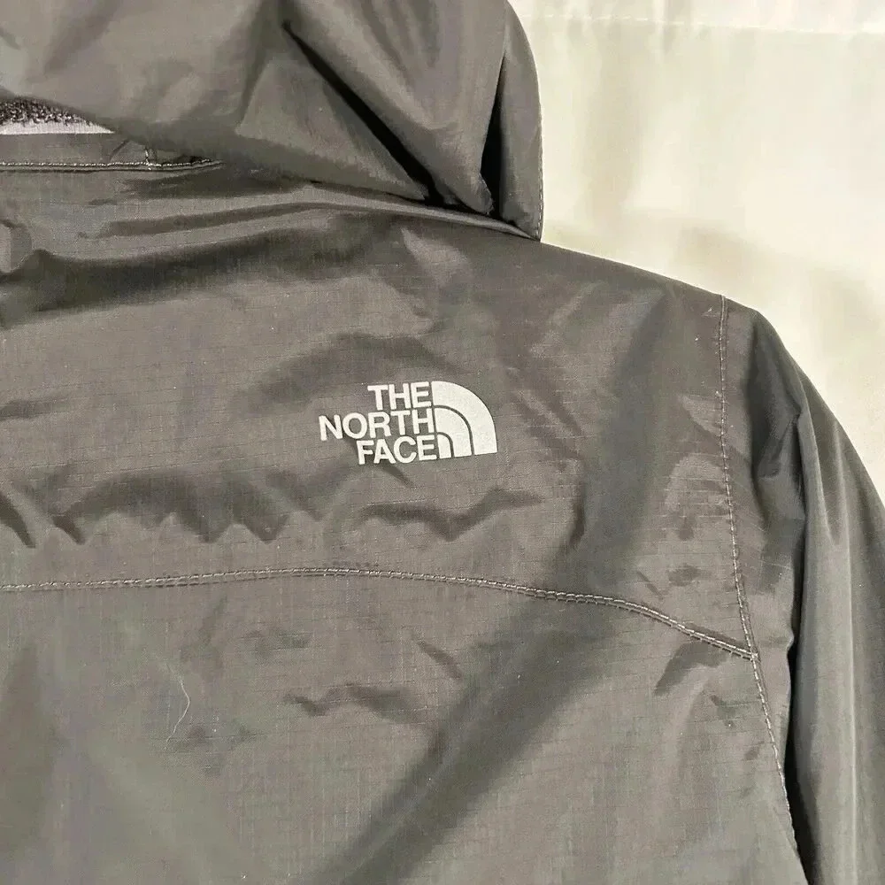 North Face Jacket Boys Medium Grey Full Zip Hooded Zip Pockets Mesh Lining
